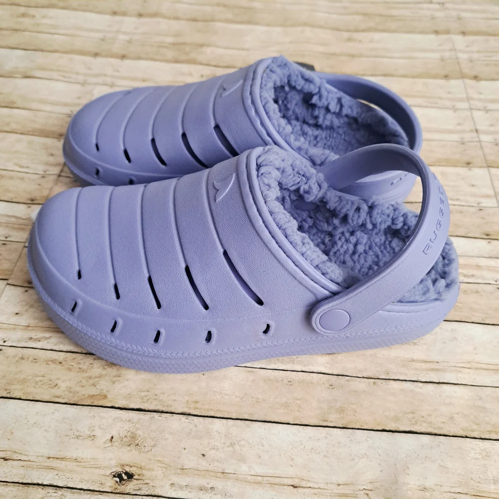 Rugged Shark Unisex Toddler Big Kids Lavender Slippers with Soft Lining